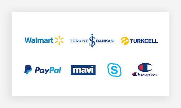 Mavi logo örnekleri:  Walmart, türkiye iş bankası, türkcell, paypal, mavi jeans, skype markaları logoları