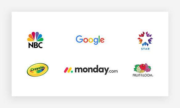 Rekli logo örnekleri: NBC, Google, star tv, monday.com gibi markaların  logoları