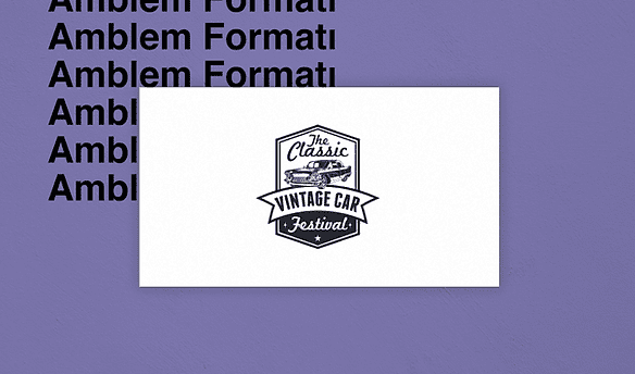 Amblem logo formatı için bir örnek, üzerindethe classic vintage car festival yazan bir örnek