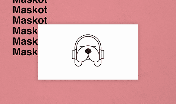 Maskot logo çaşitleri için kulaklık takmış bir köpek kafası sembolü